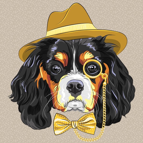 Portret Cavaliera w złotym kapeluszu, monoklem i muszką.