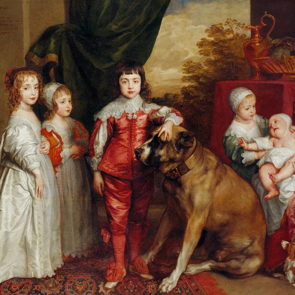 Obraz "Pięcioro dzieci króla Karola I Stuarta" autorstwa Anthonyego van Dycka pochodzi z 1637 roku. Pomimo że na pierwsz