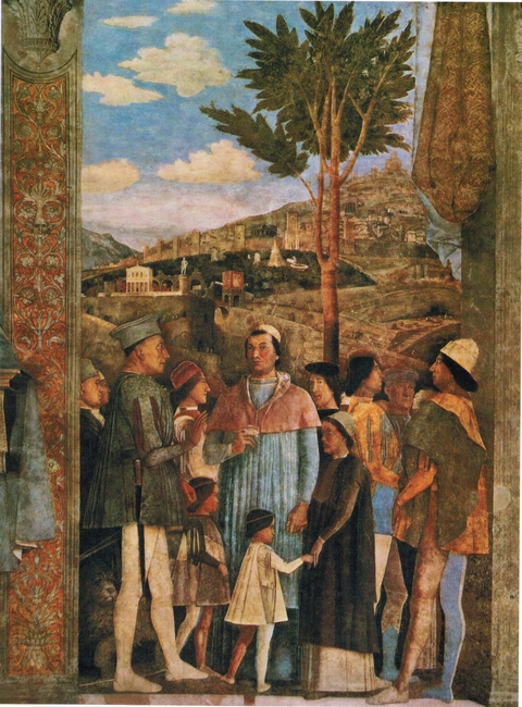 Pies w typie "Spinone" został uwieczniony na fresku średniowiecznego malarza Andrea Mantegna