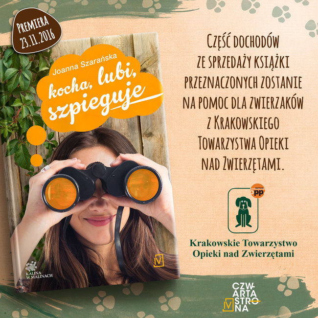 akcja kup książkę "Kocha, lubi, szpieguje" na rzecz bezdomnych zwierząt