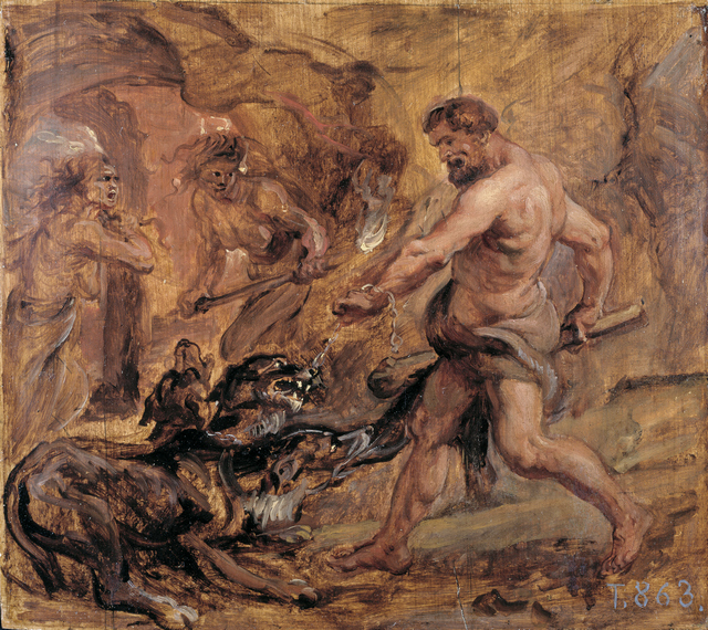 Hercules and Cerberus. Oil on canvas, by Peter Paul Rubens 1636, Prado Museum.