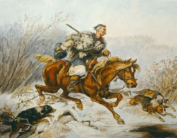 Polowanie par force z ogarami J. Kossak1868 Obraz Juliusza Kossaka pt. Polowanie par force z ogarami , 1868