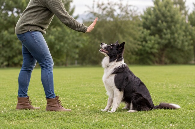 najmądrzejsze rasy psów - border collie podczas nauki komend